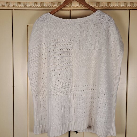 CHAPS Denim Women's Heritage Cream Cable Boxy Sweater Vest Sz XL - Picture 9 of 14